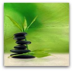 stack flat stones on a green background