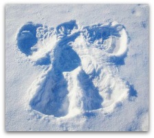 snow angel in the white snow